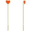 Aka Gioielli® - Orecchini Pendenti a Catenella con Cuore Arancione in Argento 925 Placcato Oro 18K, Orecchini Infilatori Saliscendi Donna e Ragazza