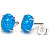 Only faith Orecchini in argento Sterling 925 con opale blu autentico iridescente, design alone con zirconi cubici, ipoallergenici, gioielli sottili da donna, Mediano, Argento sterling, Opale Blu