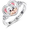 PRAYMOS Anelli a forma di zampa di cane da donna in argento Sterling S925 carino gatto cucciolo CZ anello stampa zampa anello impilabile gioielli per animali domestici regali taglia 5-11, 8, Argento sterling
