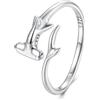 Kerraom Anello Drago/Fenice in Argento S925 Regolabile - Anelli Stile Vintage Cinese Gioiello Punk per Donna, Regalo Compleanno Animale Retrò con Apertura Aperta (Squalo Martello)
