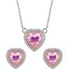 Zevmi Parure Collana e Orecchini Donna Cuore, Collana Cubic Zirconia Cuore Rosa, Orecchini Cubic Zirconia Cuore Rosa