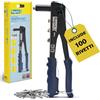 Rapid RP10 Kit Rivettatrice Manuale con 100 Rivetti in Alluminio, Chiave Integrata e Impugnatura Morbida per Rivetti a Strappo da 3.2, 4.0, 4.8mm (5001718)