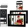 Honmidatek Sistema Videocitofonico Domestico Intelligente, videocitofono cablato con 2 Schermi da 7 pollici, Sblocco Remota, Audio Bidirezionale, RFID, visione notturna,per 2Famiglie