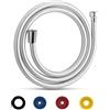 GEFIRE Tubo Doccia 2M Flessibile doccia in PVC Argento Tubo Doccia Flessibile da Anti Torsione G1/2 con 4 Doccia Riduttore di Flusso, Resistenza alle Alte Temperature