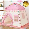 GEIwenle Tenda da gioco per bambini con luci a stella, tenda da gioco per bambini, per interni ed esterni, giocattolo per compleanno, regalo di Natale (rosa)