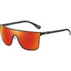DUCO Occhiali da sole uomo polarizzati quadrati occhiali da sole per uomo in fibra di carbonio tempio occhiali da sole per guida pesca golf DC8209, Cornice nera Revo Rosso, 144