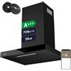 CIARRA CBCB6102 Classe A+++ Cappa Aspirante 60cm - Comandi Touch - 650m3/h - 4 Velocità e Funzione Booster - con Filtro Carbone - Display Digitale - Riciclaggio o Evacuazione - Nero