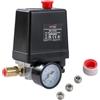 ORAZIO Interruttore di Controllo della Pressione del Compressore d'Aria G1/4 4 Porte Monofase + Manometro + Valvola di Sicurezza + Viti, Accessorio per Utensili Pneumatici 214122