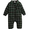 Verve Jelly Neonate Ragazzi Pagliaccetto scozzese rosso Camicia a maniche lunghe in cotone Tuta corta Tuta abbottonata Tuta autunno inverno Completo verde 3-6 mesi