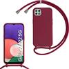 Belzsxy Cover per Samsung Galaxy A22 5G con Cordino, Custodia con Laccio Collana Tracolla Collo Liquido Silicone Antiurto TPU Antiurto AntiGraffio Case,Rosso