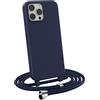 MyGadget Cover per iPhone 13 Pro Max - Custodia con Corda - Case con Cordino Opaca Antiurto con Laccio | Tracolla - Practical Stylish - Blu Scuro