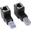 euroharry 2 pezzi adattatore Ethernet 90 gradi, angolato verso il basso + verso l'alto, spina RJ45 a presa, adattatore, schermato, connessione patch di rete, compatibile con Cat5 Cat6