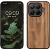 kwmobile Custodia Compatibile con Xiaomi 15T PRO Cover - Protezione in Legno per Smartphone - Back Case con Bumper in Silicone TPU - Marrone Vintage/Marrone Legno di Acacia