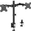 WALI Braccio Monitor Doppio per Schermi 13-27", Supporto per Doppio Monitor con Morsetto Scrivania Supporto, Altezza Regolabile Inclinazione Girevole Ruotare - VESA 75/100mm(M002)