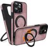 COODIO Cover in Pelle con Supporto Girevole di 360° per iPhone 15 PRO Max 6,7 Pollici, Custodia Magnetica Compatibile con MagSafe, Cover Sottile e Creativa, Rosa