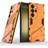 ESTH® Custodia per Samsung Galaxy S24 Ultra con Supporto [Compatibile con Supporto Magnetico per Auto] Cover Paraurti PC + TPU, Arancia