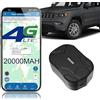 TKMARS 4G Localizzatore GPS per Auto, Moto con APP,Tracker gps con Microfono e Scheda SIM, 20000mAh Batteria a Lunga Durata (240 Giorni), Antifurto con Magnete, Geofencing，Monitoraggio in Tempo Reale