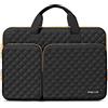 MOSISO 13,3 pollici Custodia Laptop, 13-14 pollici Borsa PC Compatibile con MacBook Air/Pro 13/ Pro 14, HP Dell ASUS Lenovo, Piazza Trapuntato Borsa con 2 Tasche e Maniglia e Cintura, Nero