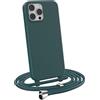 MyGadget Cover per iPhone 13 Pro Max - Custodia con Corda - Case con Cordino Opaca Antiurto con Laccio | Tracolla - Practical Stylish - Verde Scuro