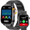 DigiKuber Smartwatch ECG/Selezione/Risposta chiamata, AMOLED impermeabile Smart Watch con pressione sanguigna, SpO2, frequenza cardiaca, messaggio di promemoria per Android iOS (Nero Metal)