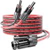 deleyCON 1m PV4 Set di Cavo Prolunghe 6mm² per Impianti Fotovoltaici - Cablaggio Seriale e Parallelo - 1kV AC 1,5kV DC - Resistente Agli Agenti Atmosferici e ai Raggi UV IP68 - Rosso Nero
