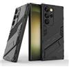 ESTH® Custodia per Samsung Galaxy S24 Ultra con Supporto [Compatibile con Supporto Magnetico per Auto] Cover Paraurti PC + TPU, Nero