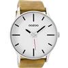 Oozoo Orologio da uomo con cinturino in pelle 48 mm bianco/marrone C9050, cinghia