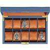 ROTHWELL 10 Slot Leather Watch Box - Luxury Case Display Jewelry Organizer - Locking Watch Display Case Holder with Large Glass Top - Box Organizer for Men and Women