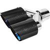 Krtopo 60MM (2.36) Doppia Uscita Terminale Scarico Auto Sportivo Tubo di Scarico Auto Ingresso In Carbonio Punta Posteriore Punta Posteriore 3.5 Uscita (Nero Blu Lucido Arrosto)