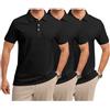 Geyuwoz Pacco da 3 Polo Uomo Manica Corta Cotone Golf Tshirt Sportiva Traspirante Poloshirt Basic T-Shirt Estate Polos per Uomo Casual Outdoor Nero XL