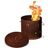 Alpha Stoke Barile Industriale del Fuoco Acciaio Corten e Acciaio Inossidabile - L/XL - Ideale per Fare Fuoco in Giardino, terrazzo e Balcone