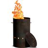 Alpha Stoke Barile Industriale del Fuoco Acciaio Corten e Acciaio Inossidabile - L/XL - Ideale per Fare Fuoco in Giardino, terrazzo e Balcone