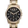 Armani Exchange Orologio da uomo, movimento cronografo al quarzo, cassa in acciaio inossidabile dorata da 45 mm con bracciale in acciaio inossidabile, AX2095, Tono oro e nero