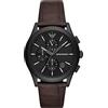 Emporio Armani Orologio da uomo, Movimento cronografo e cassa da 42 mm con cinturino in acciaio inossidabile, pelle o silicone