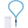 webbomb Porta badge con zip impermeabile e flessibile, completo di cordino da 2 cm + porta carte con zip orizzontale/verticale per 1-2 carte d'identità (azzurro V)