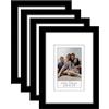 Americanflat Set di 4 cornici per foto da 10 x 15 cm, utilizzabile come cornice da 5 x 7 cm, con passepartout per foto a stampa istantanea, mini cornici nere per tavolo e esposizione a parete, con