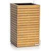 Lechuza - Vaso per piante Palo Natural Wood 45 alto, in legno di eucalipto, con sistema di irrigazione, indicatore del livello dell'acqua e inserto per piante, superficie in vero legno, 44 x 44 x 77