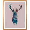 Komar Cornice portafoto in legno di quercia con poster Animals Forest Deer come set - Dimensioni: 40 x 50 cm - Decorazione da parete, decorazione animale della foresta, cervo