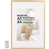 HEURYTEP Cornice per foto formato A3, cornice in metallo da 29,7 x 41,9 cm, con tappetino A4, cornice in lega di alluminio A3 con plexiglass ad alta definizione, cornice orizzontale o verticale da