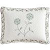 Beatrice Home Fashions Copriletto trapuntato con ricamo floreale di garofani, leggero, per tutte le stagioni, federa standard, verde salvia