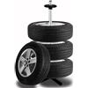 STAKMANN Albero Asta Porta Pneumatici con 4 Supporti per Cerchioni da Auto, Camion, Moto, Scaffale Portagomme Salvaspazio per Gommista, Officina, Meccanico, Struttura in Ferro Resistente