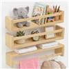 CAAGGMM Libreria da Parete, 3 Pezzi 42 x 10 x 9,1 cm Mensole in Legno, Mensola Libreria Sospesa, Scaffale per libri, per Cucine, Studi, Superficie della parete, Color Madera