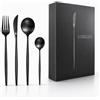 LEONARDINO LORELEY® MITTELRHEIN Germany Set di posate di alta qualità, nero opaco, 24 pezzi, per 6 persone, in acciaio inox, lavabile in lavastoviglie, design moderno, per casa, matrimonio, ristorante e hotel