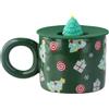 Volumoon Tazza di Babbo Natale 400 ml, tazze da tè in ceramica per Natale con coperchio, per albero di Natale, tazze di festa per cioccolata calda
