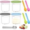 HMCEY 4 PCS Contenitori per Gelato per Ninja Creami 450 ML,Tazza per Gelato con Cucchiaio e 4 Cucchiaini di Plastica,Vaschetta Gelato per Macchina Gelato per Gelatiera Ninja NC299AMZ, C300s - 4 colori