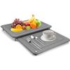Buwico Tappetino scolapiatti in pietra per il bancone della cucina, 40 x 30 cm, antiscivolo, lavabile, assorbente, con piedini in acciaio inox, per piano di lavoro della cucina, in pietra, 2 pezzi