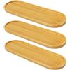 Keboyoe 3 Pezzi Vassoio in Bambù Ovale Vassoio Bamboo 24*8cm vassoio bambu | Vassoios Ovali in Bambù Piatti Artistici Ovali Piccolo Ovale Sottobicchieri Vassoi da Portata Mini per Caffè,Pane,Dessert