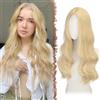 FESHFEN Parrucca Lunga Ondulata - Lace Front Parrucca per Donna Lunghe Ondulate Biondo Wigs Naturali Sintetici Capelli Parrucche Uso Quotidiano Festa, 60 cm