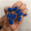 KQueenest Unghie finte opache blu reale Press On Nails mandorla corte ballerina, unghie scatola in gel jelly corte da incollare, unghie finte da incollare per manicure, unghie acriliche semplici per