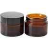 Upstore 2 barattoli di vetro ambrato da 50 ml con coperchi neri e fodera interna vuota riutilizzabile contenitore cosmetico vaso da viaggio bottiglia campione per lozione crema polvere